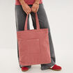 Sac tote bag zipp&eacute; effet velours vieux rose femme