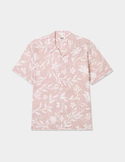 Chemise en coton manches courtes vieux rose homme