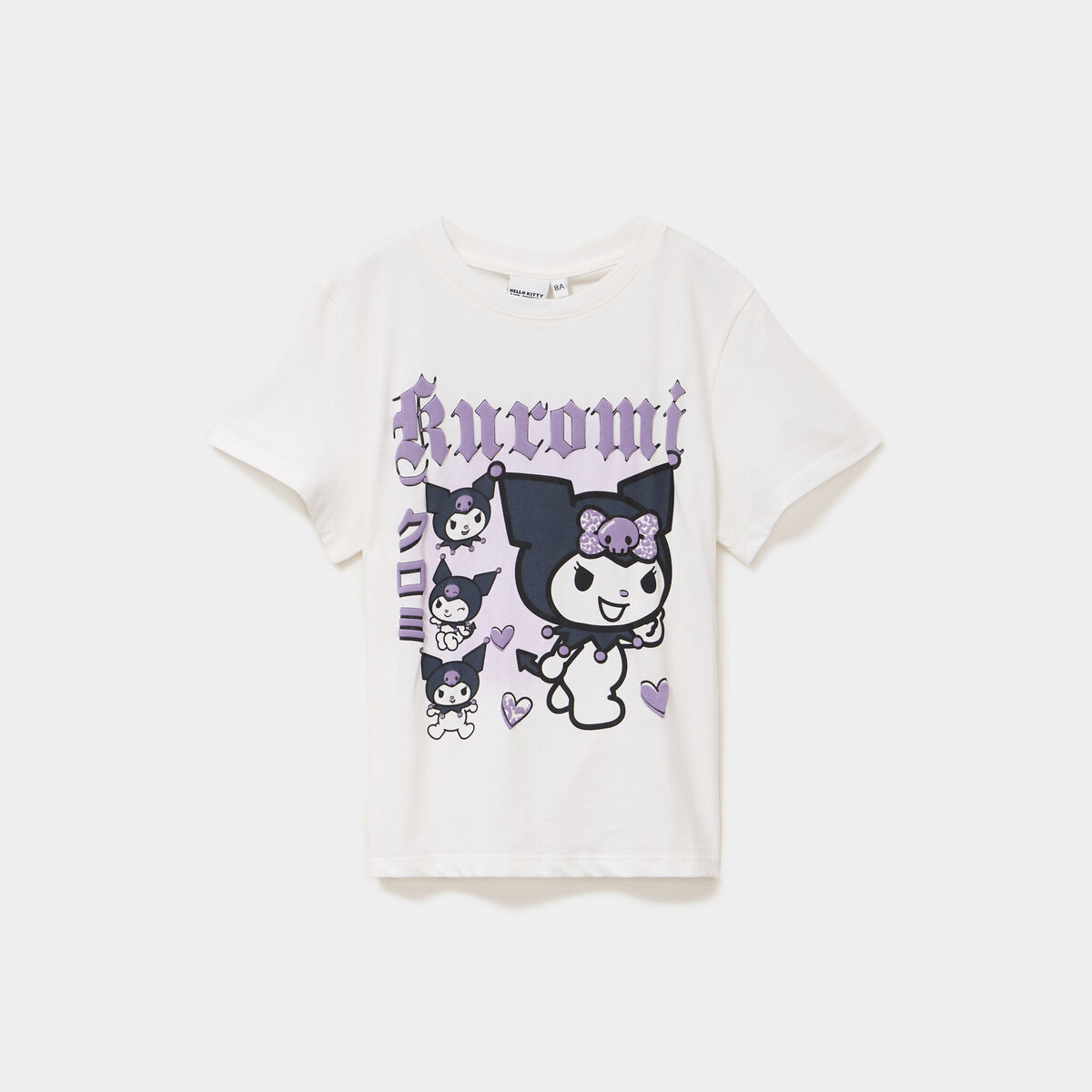 T-shirt coton Hello Kitty Kuromi blanc fille