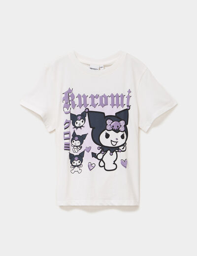 T-shirt coton Hello Kitty Kuromi blanc fille