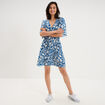 Robe courte taille &eacute;lastiqu&eacute;e bleu marine femme