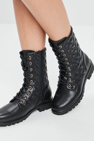 Bottines matelassées noir femme