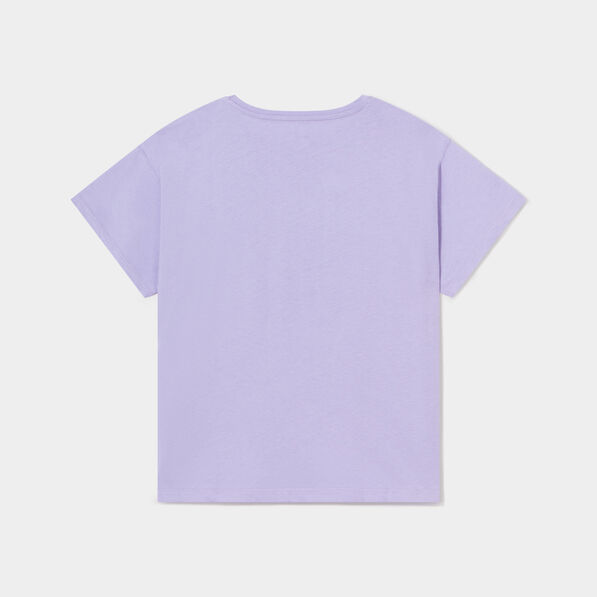 T-shirt droit manches courtes coton mauve fille