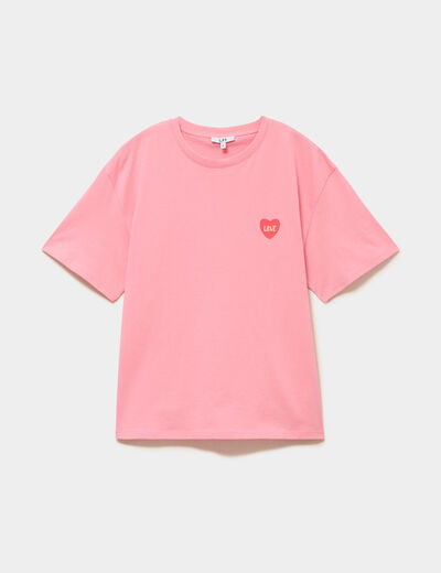 T-shirt droit manches courtes coton rose femme