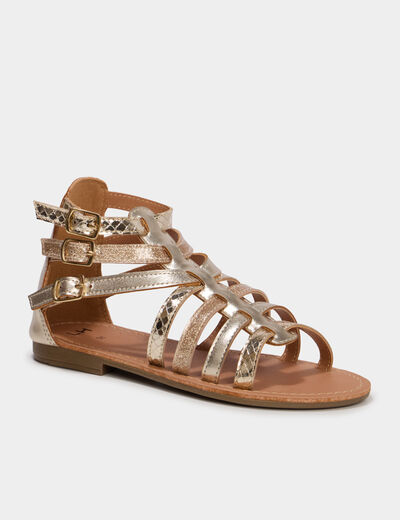 Sandales spartiates jaune or fille