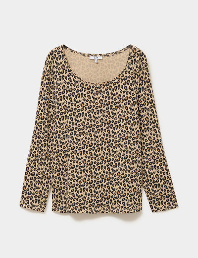 T-shirt manches longues coton sable femme grande taille