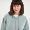 Sweat zipp&eacute; &agrave; capuche bleu gris femme