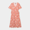 Robe midi cordons taille évasée terracotta femme