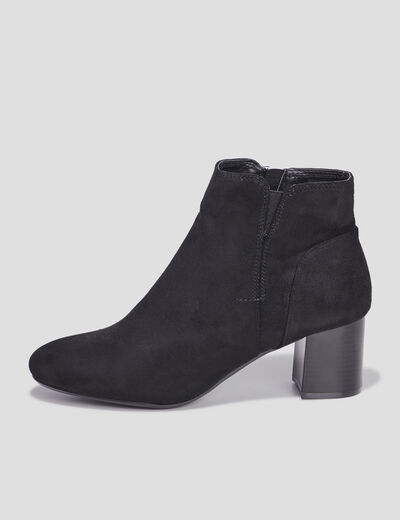 Bottines suédines à talons noir femme