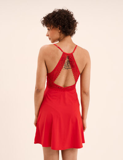 Nuisette avec dentelle rouge femme