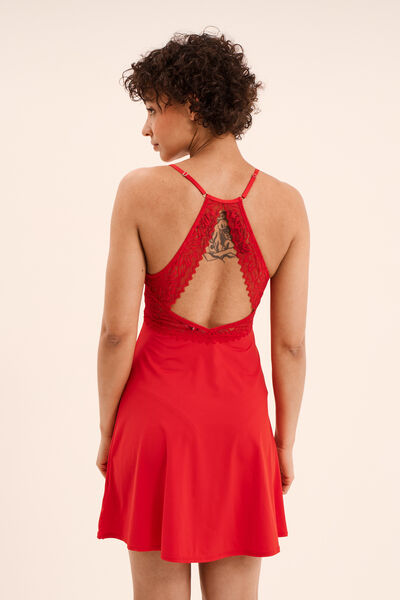 Nuisette avec dentelle rouge femme