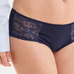 Boxer en coton avec dentelle bleu marine femme
