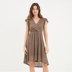 Robe longueur genou dentelle &eacute;vas&eacute;e marron fonc&eacute; femme