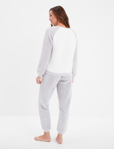 Ensemble pyjama polaire 2 pièces gris femme