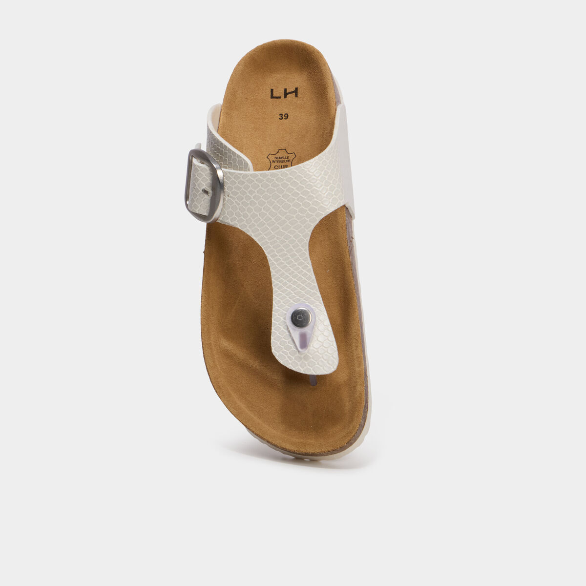 Mules avec entredoigts blanc femme