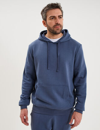 Sweat molleton &agrave; capuche hoodie bleu lavande homme