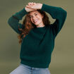 Pull col réversible vert foncé femme