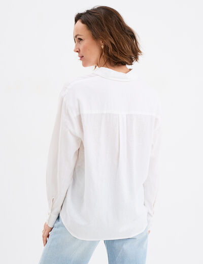 Chemise oversize lin mélangé blanc femme