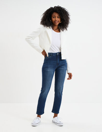 T-shirt coton col rond manches courtes blanc femme