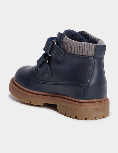 Boots &agrave; scratchs bleu marine b&eacute;b&eacute; gar&ccedil;on