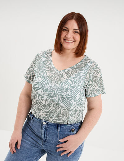T-shirt manches courtes ecru femme grande taille