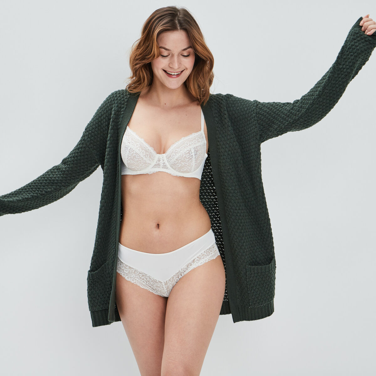 Soutien-gorge emboîtant micro dentelle ivoire femme