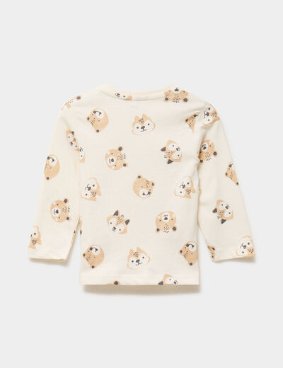 T-shirt manches longues coton ecru b&eacute;b&eacute; gar&ccedil;on