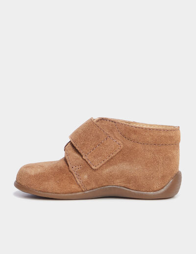 Bottillons scratchs cuir semelle souple camel bébé garçon