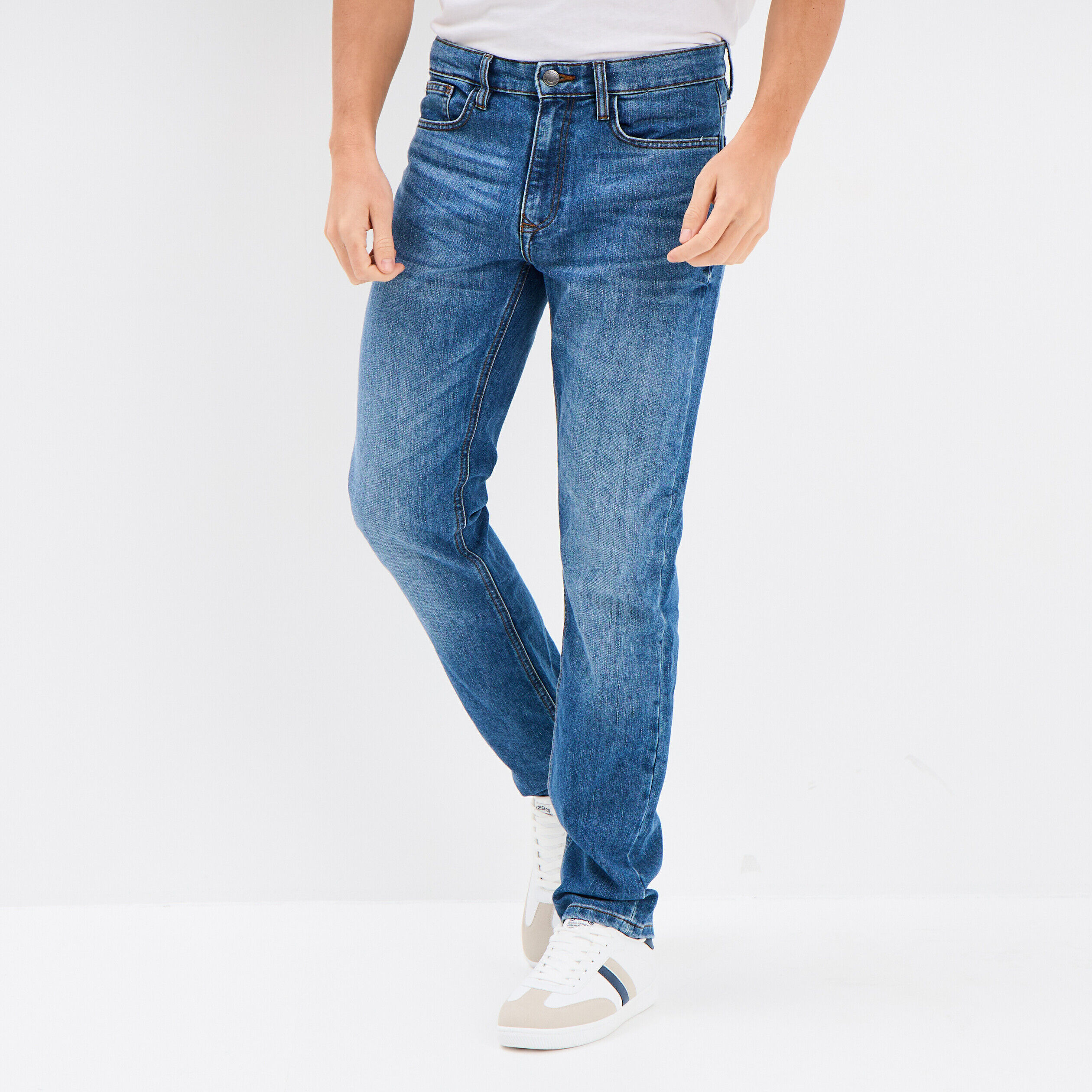 Jeans straight denim 5 poches denim double stone homme LH