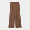 Pantalon &agrave; pinces large fluide marron clair femme