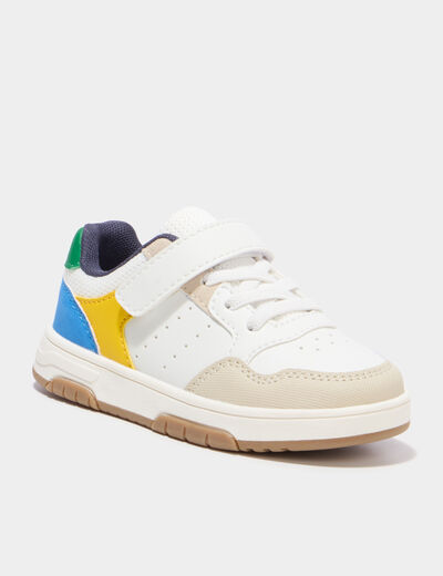 Tennis basses &agrave; scratchs bout renforc&eacute; multicolore gar&ccedil;on