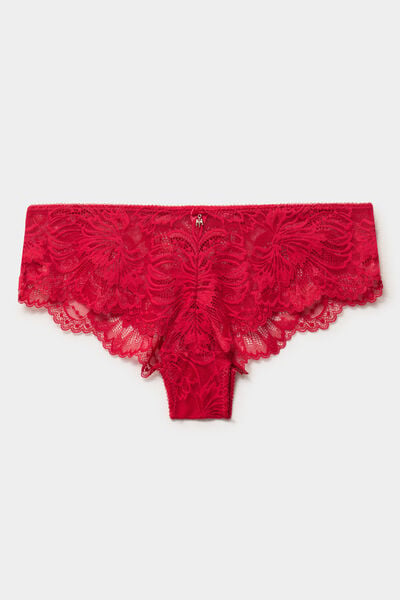 Shorty en dentelle rouge femme