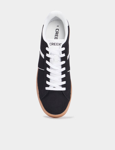 Tennis basses à lacets effet daim noir homme