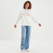 Jeans wide leg taille haute coton denim double stone femme