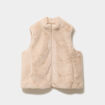 Gilet fausse fourrure col montant zipp&eacute; beige femme grande taille