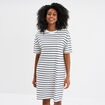 Robe t-shirt manches courtes coton ecru femme