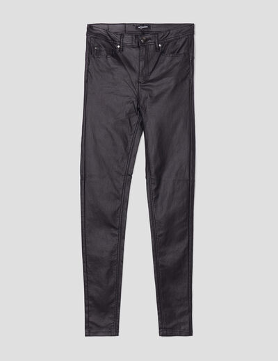 Pantalon enduit skinny push up noir femme