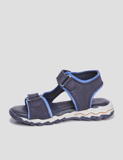 Sandales à scratchs en cuir Creeks Polis bleu marine garçon
