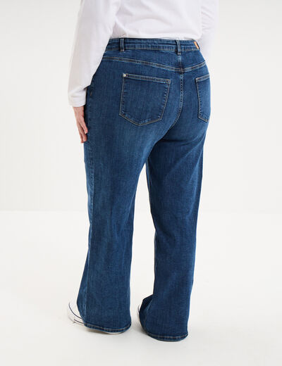 Jean taille haute wide leg cropped denim stone femme grande taille