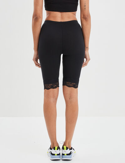 Legging corsaire à dentelle noir femme