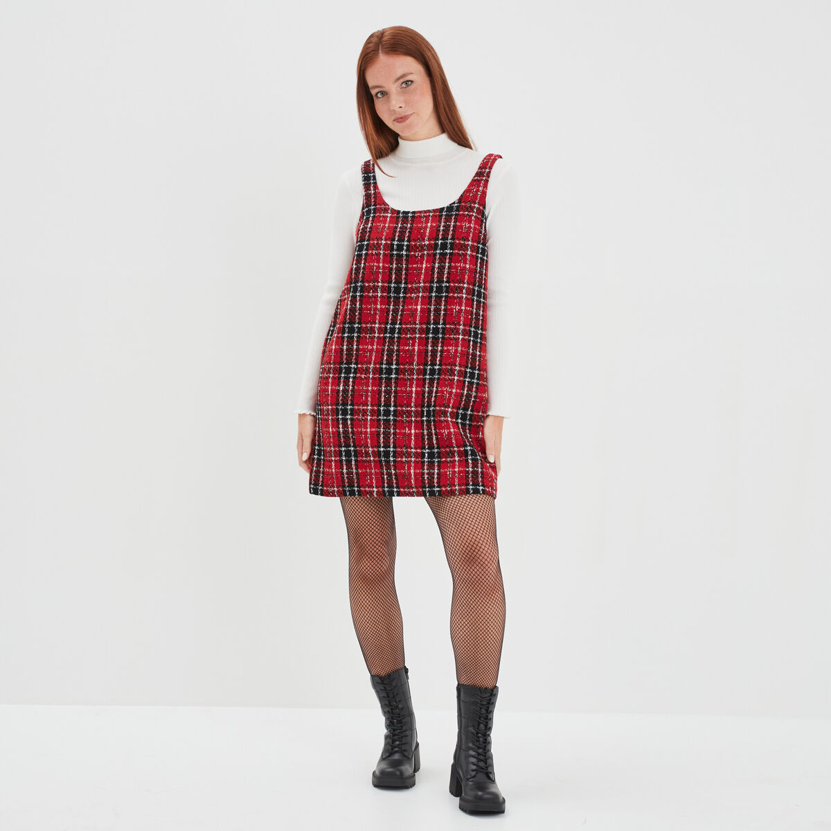 Robe chasuble courte droite rouge femme
