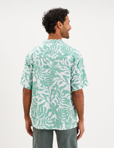 Chemise l&eacute;g&egrave;re textur&eacute;e manches courtes vert homme