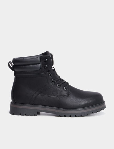 Boots à bout rond lacets noir homme