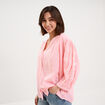 Blouse oversize manches brod&eacute;es rose fluo femme