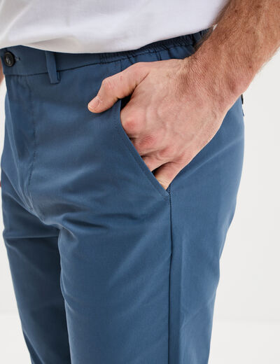 Pantalon chino droit extensible bleu gris homme
