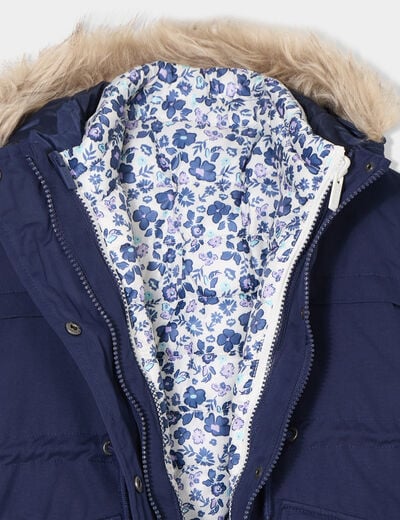 Parka 3-en-1 doudoune avec capuche bleu marine fille
