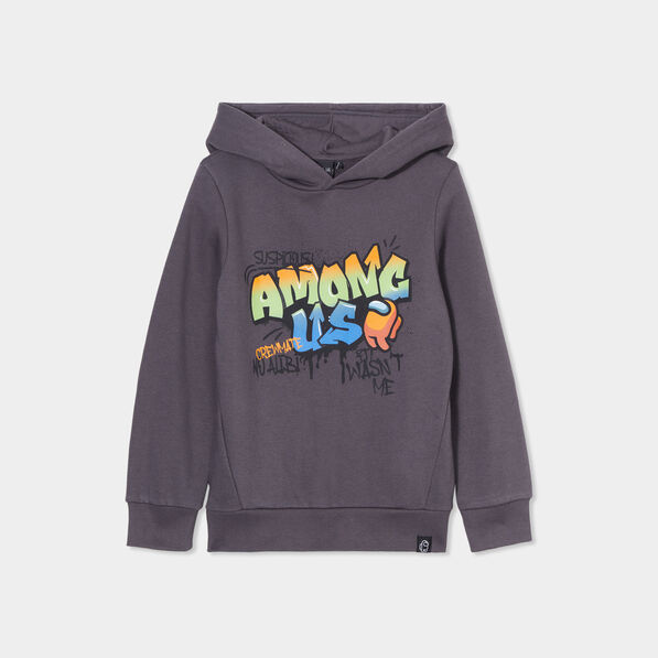 sweat a capuche hoodie among us gris fonce garcon Sweat à capuche hoodie Among Us gris foncé garçon