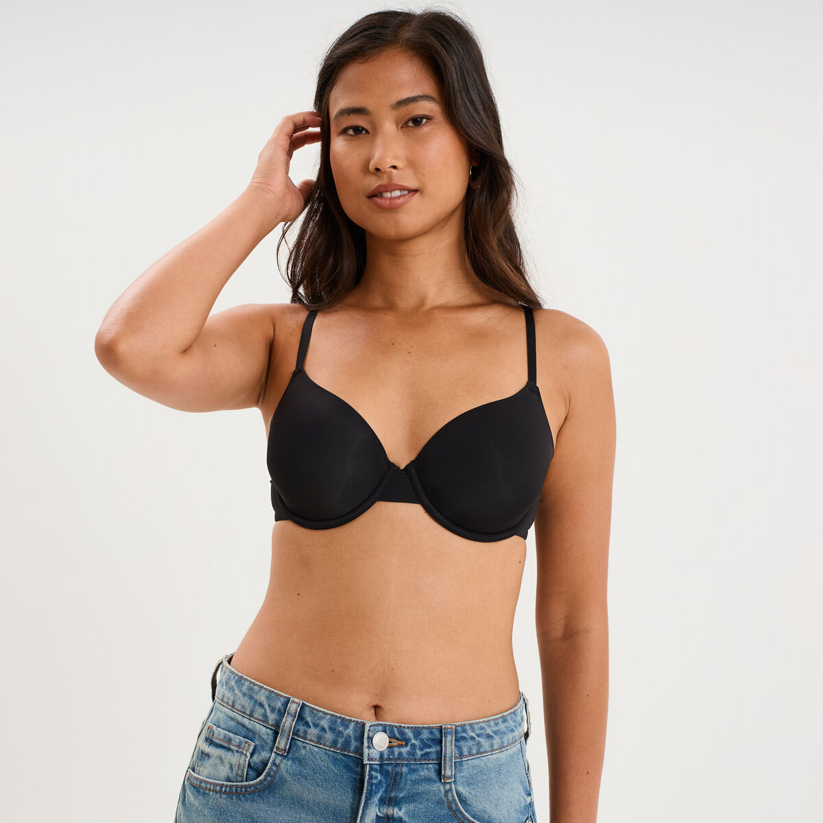Soutien-gorge corbeille padd&eacute; microfibre noir femme