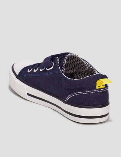 Tennis en toile bout renforc&eacute; &agrave; lacets bleu marine gar&ccedil;on