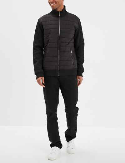 Gilet zippé matelassé col montant noir homme